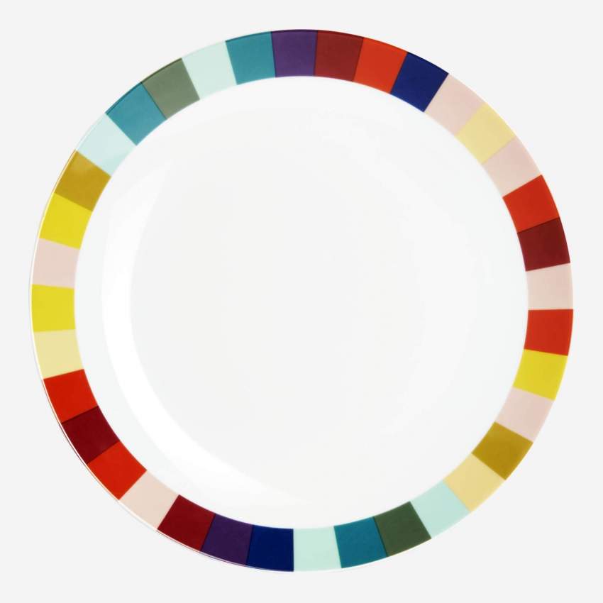 Set de 4 platos llanos de porcelana – 27 cm – Multicolor