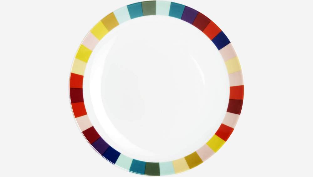 Set de 4 platos de postre de porcelana – 20,5 cm – Multicolor