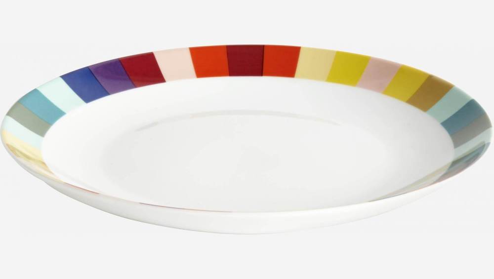 Lot de 4 assiettes à dessert en porcelaine – 20,5 cm – Multicolore
