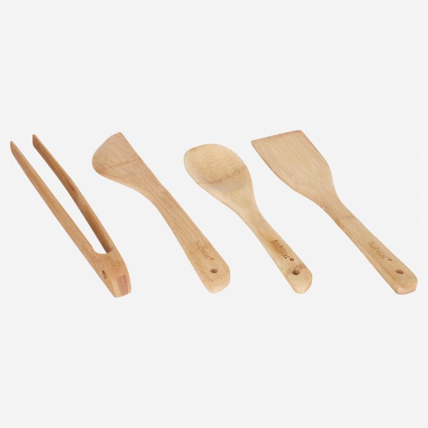 Set van 4 keukengerei van bamboe