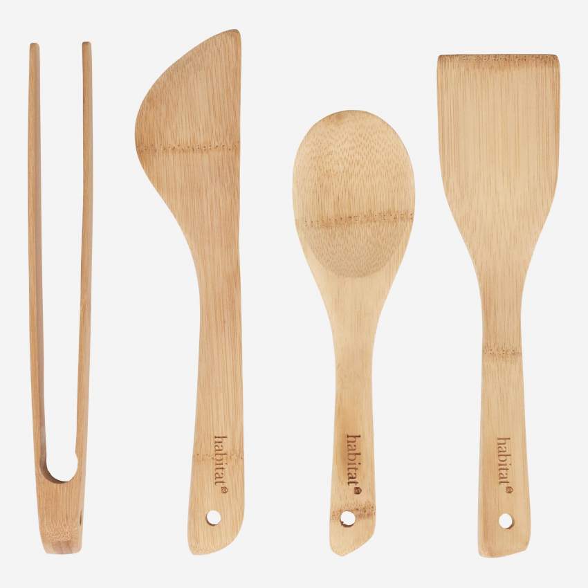 Lote de 4 utensilios de cocina de bambú
