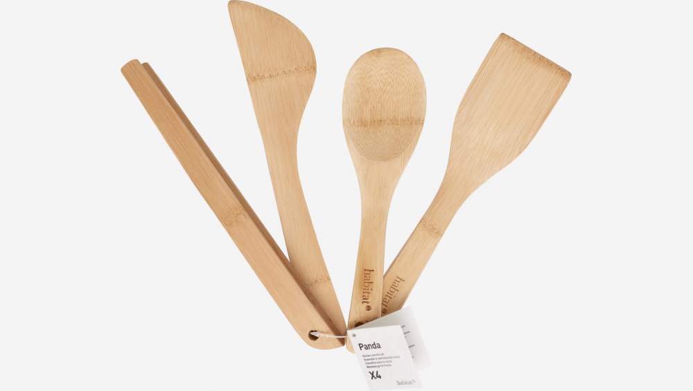 4er-Set Küchenutensilien aus Bambus