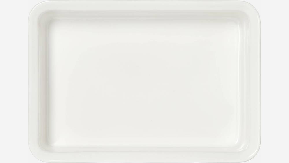 Prato de forno retangular de faiança - 27 x 17 cm - Branco