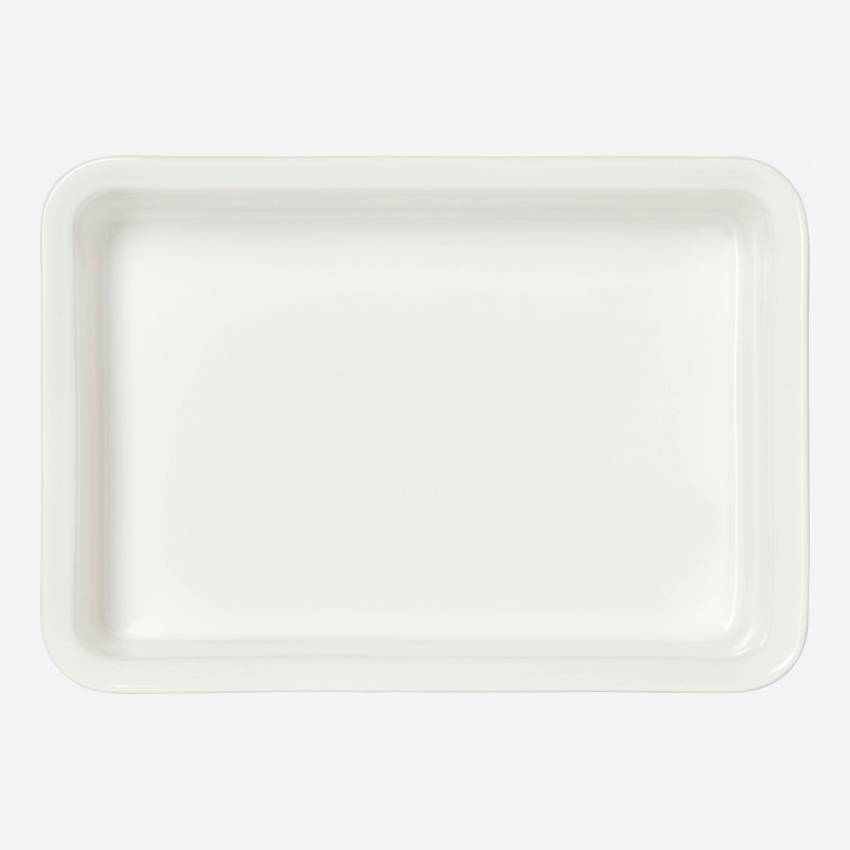 Prato de forno retangular de faiança - 27 x 17 cm - Branco