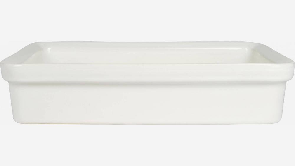 Prato de forno retangular de faiança - 31 x 22 cm - Branco