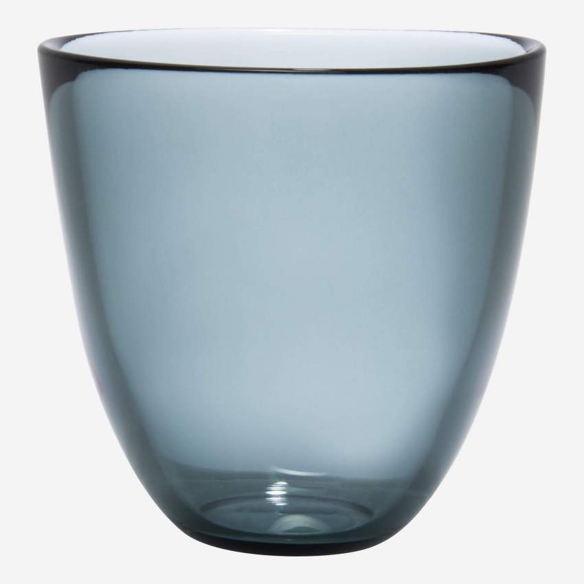 Becher, 10 cm, aus mundgeblasenem Glas, rauchschwarz