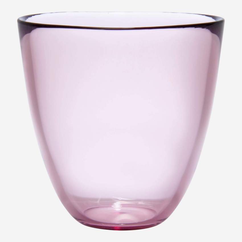 Vaso 10cm de vidrio soplado rosa claro