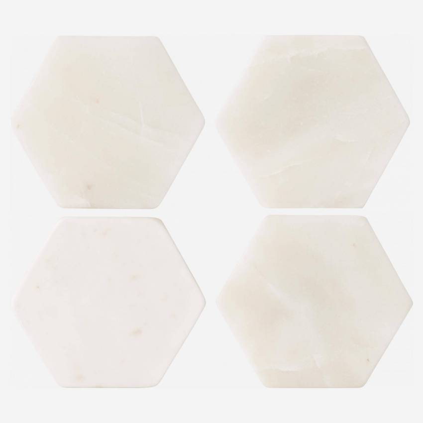 Conjunto de 4 individuais de copo de mármore
