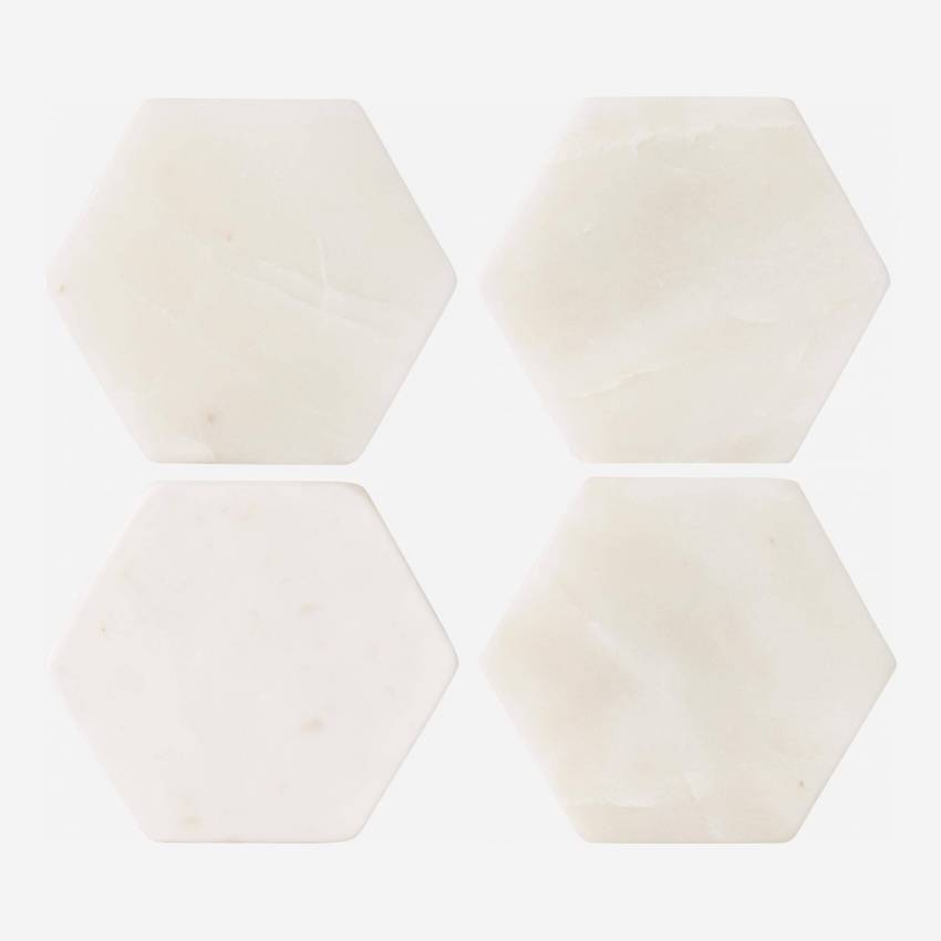 Conjunto de 4 individuais de copo de mármore