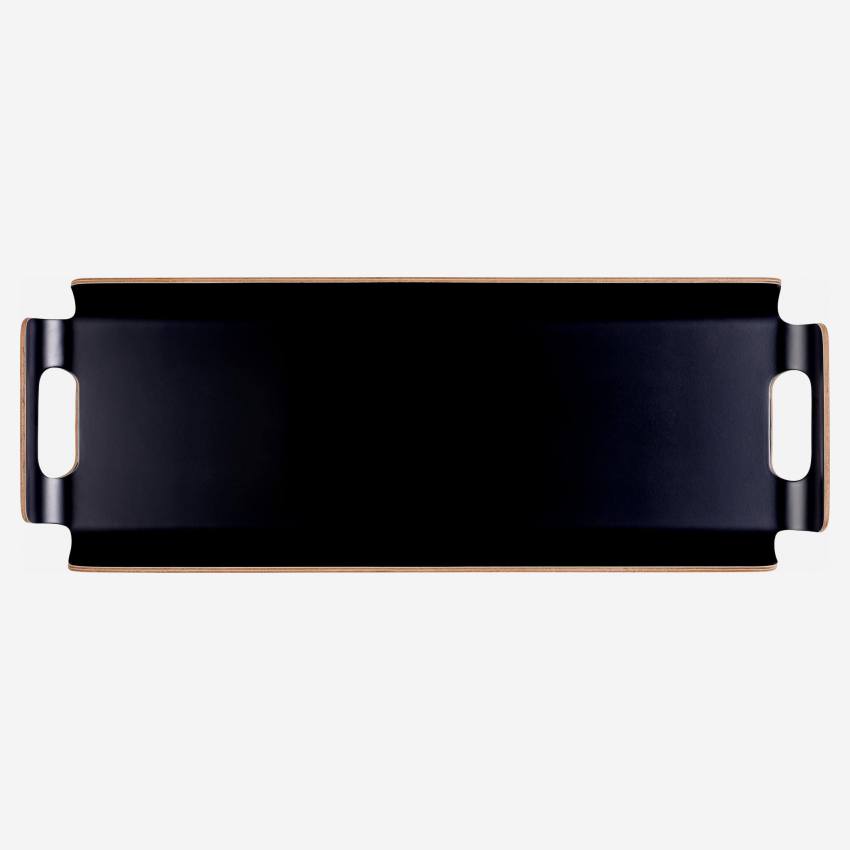 Rechteckiges Tablett aus Holz, 50x20 cm, schwarz