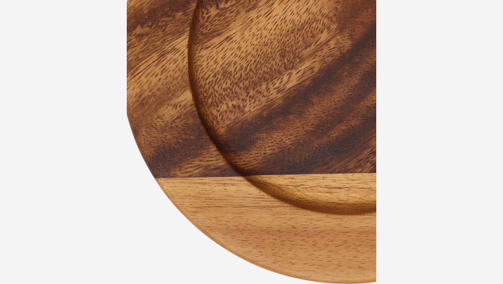 Prato de sobremesa em madeira de acácia - 20 cm