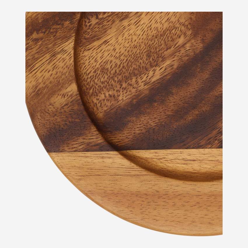 Prato de sobremesa em madeira de acácia - 20 cm