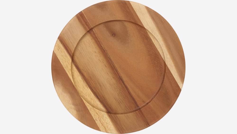 Prato raso em madeira de acácia - 25,5 cm