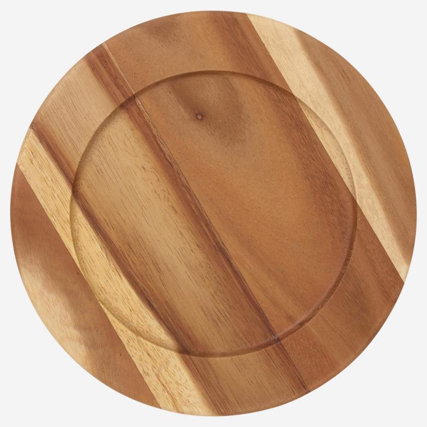 Prato raso em madeira de acácia - 25,5 cm