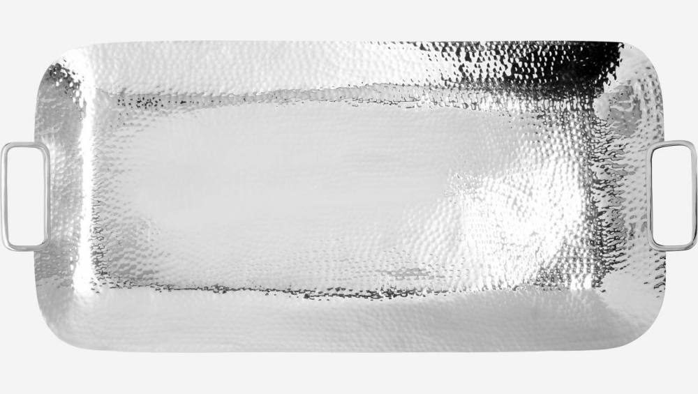 Bandeja retangular em aço inoxidável - 60 x 28 cm - Prata