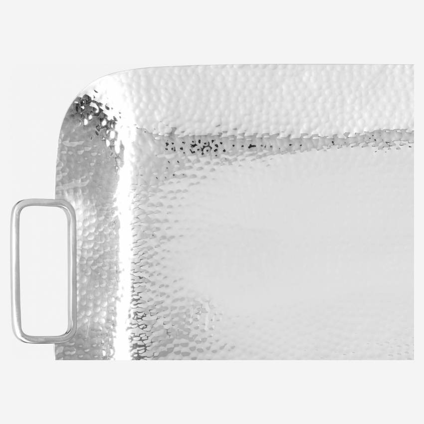 Rechteckiges Tablett aus Edelstahl - 60 x 28 cm - Silberfarben