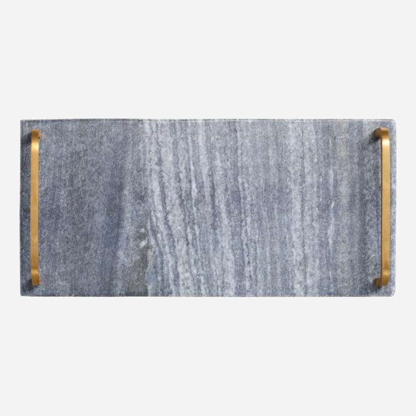 Rechthoekig dienblad van marmer - 40 x 18 cm - Grijs