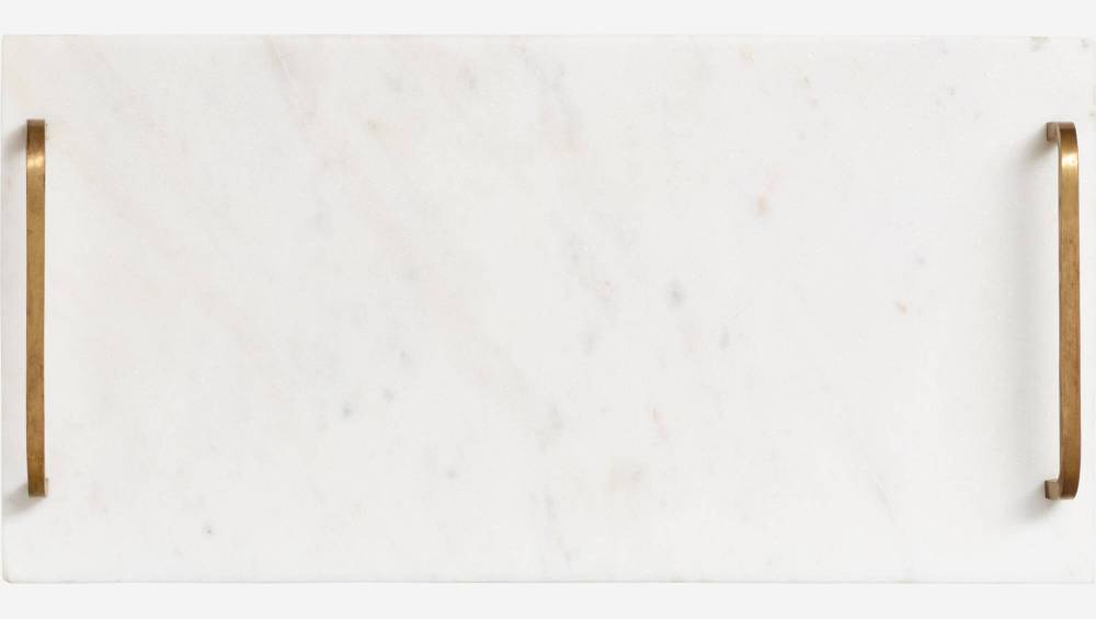 Plateau rectangulaire en marbre - 45 x 25 cm - Blanc