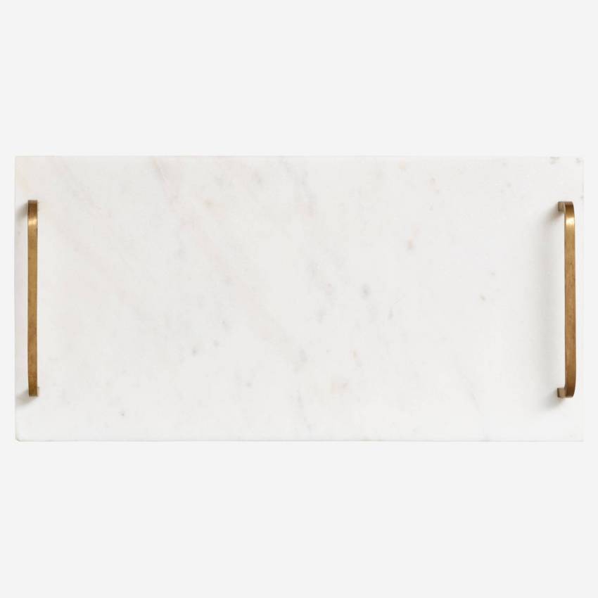 Plateau rectangulaire en marbre - 45 x 25 cm - Blanc