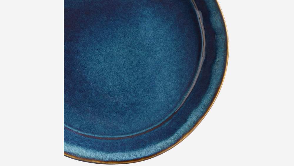 Plato de postre de gres  - 22 cm - azul