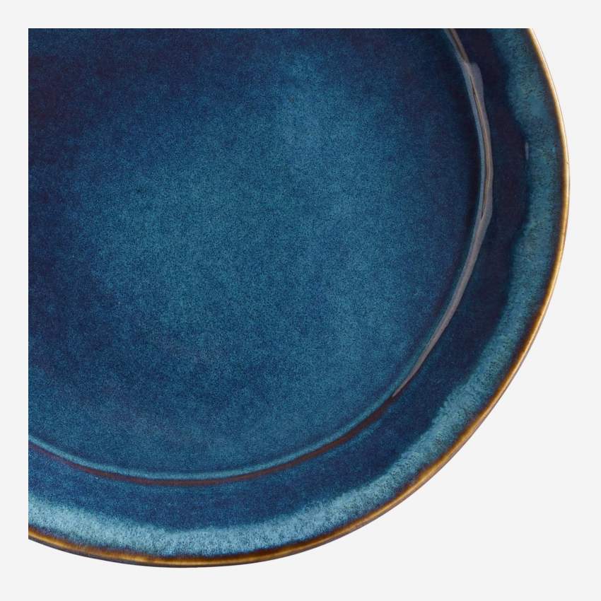 Plato de postre de gres  - 22 cm - azul
