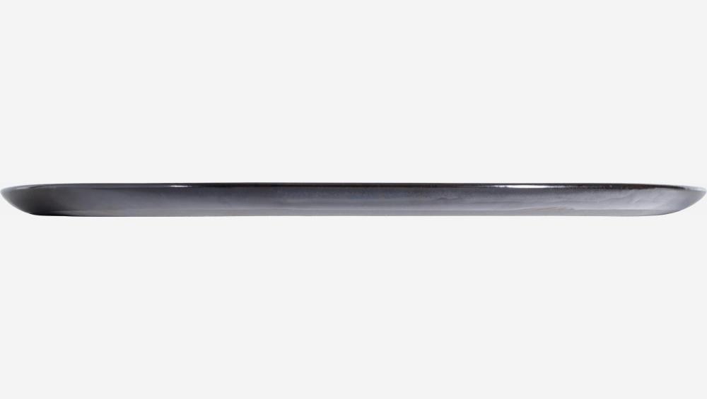 Flacher Teller aus Sandstein - 28,5 cm - Schwarz