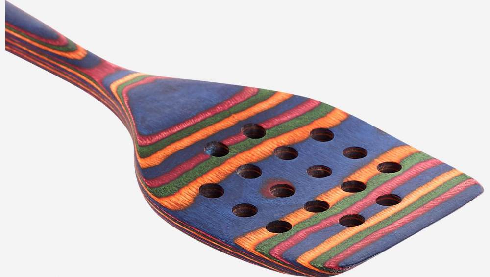 Espátula com furos em madeira de pakka - Multicolor