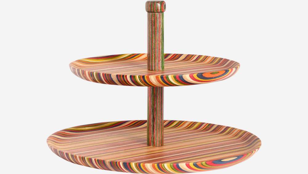 Soporte para tartas de 2 pisos de madera de pakka  - Multicolor
