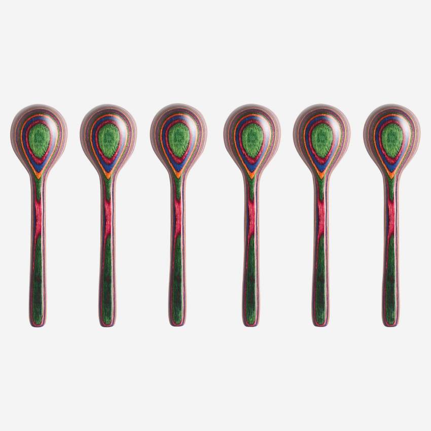 Confezione da 6 cucchiaini da caffè in legno di Pakka - Multicolor