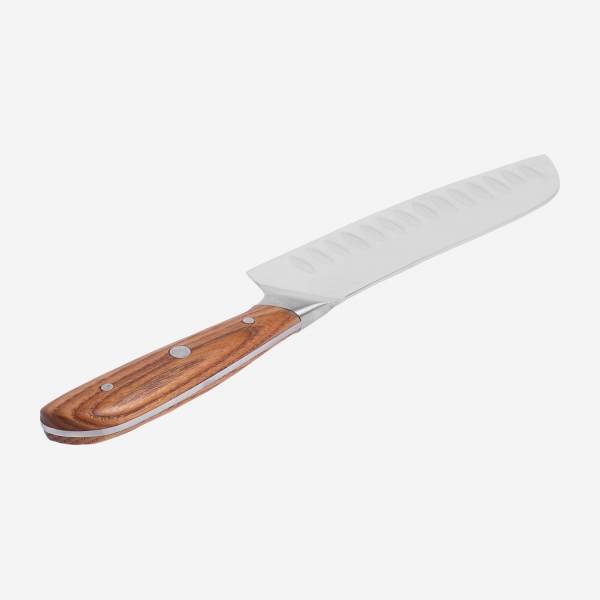  Cuchillo santoku con mango de madera