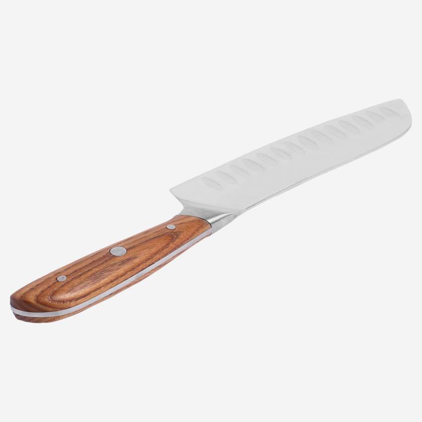  Cuchillo santoku con mango de madera