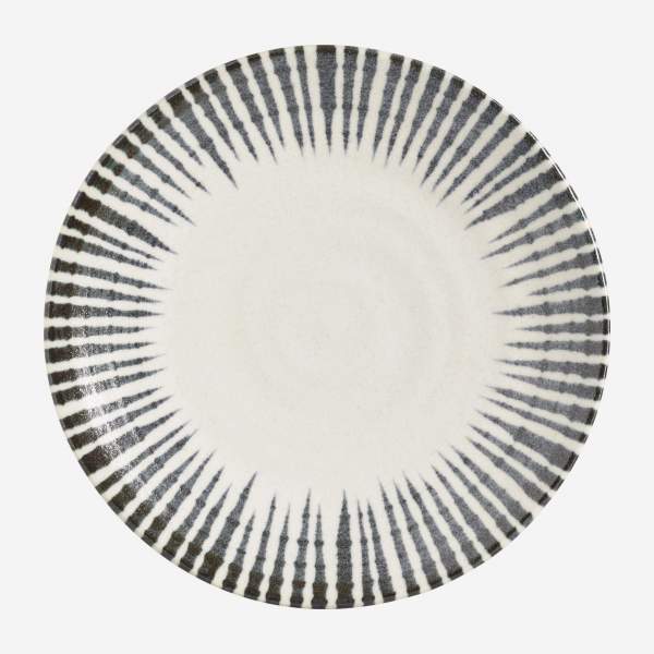 Assiette plate en porcelaine - Lignes bleues - 26 cm