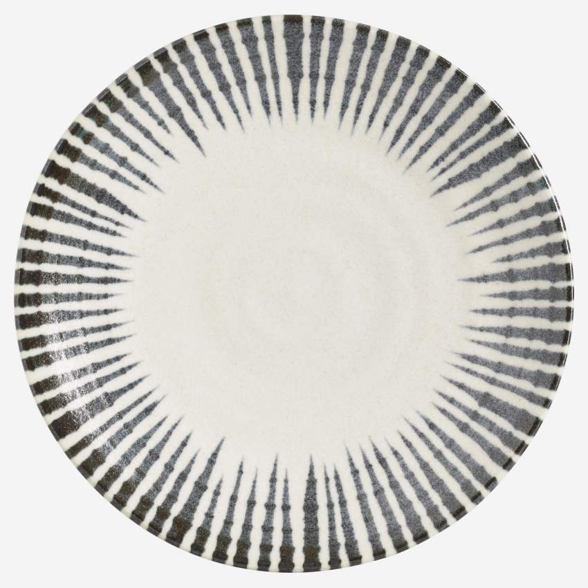 Assiette plate en porcelaine - Lignes bleues - 26 cm