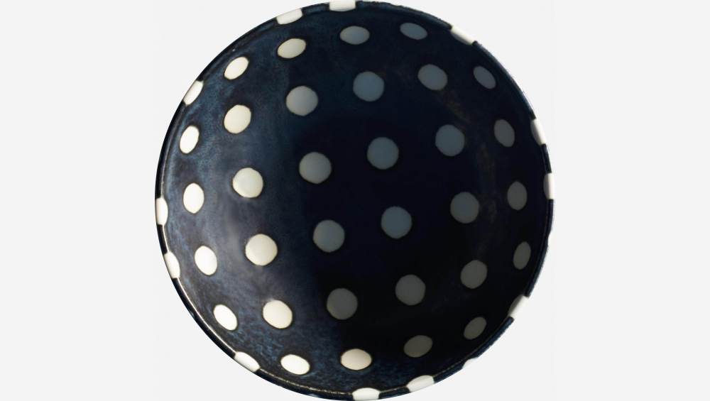 Schale aus Porzellan - Marineblau mit weißen Punkten - 17,5 cm