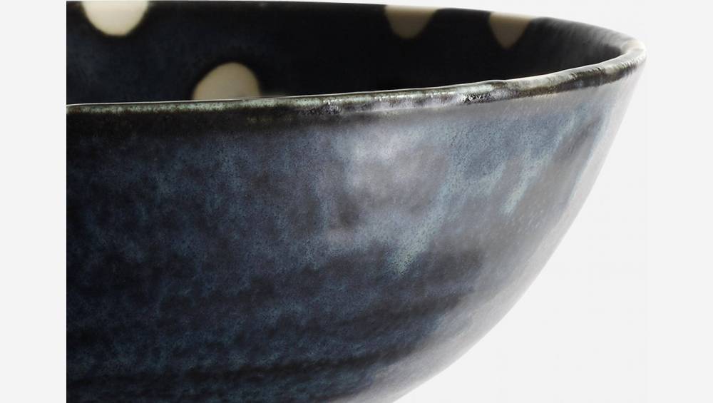 Tigela de porcelana - 17,5 cm - Azul marinho c/ pontos brancos