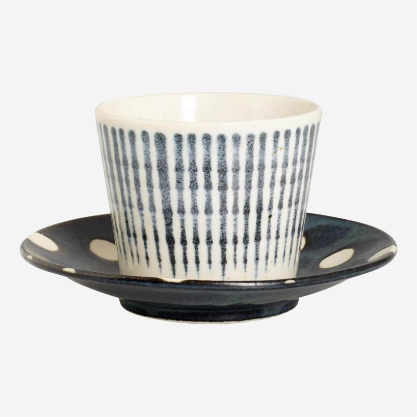 Tasse en porcelaine - Lignes bleues - 180 ml