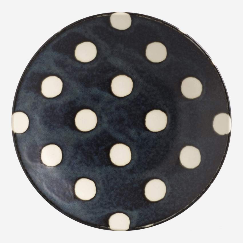 Platito de Porcelana - Azul con topos blancos - 14cm