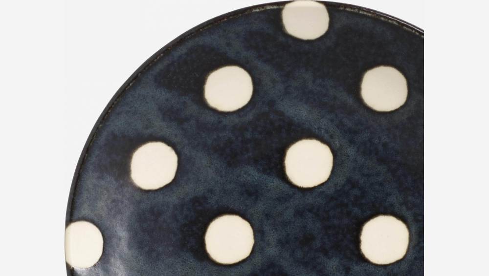 Untertasse aus Porzellan - Marineblau mit weißen Punkten - 14 cm
