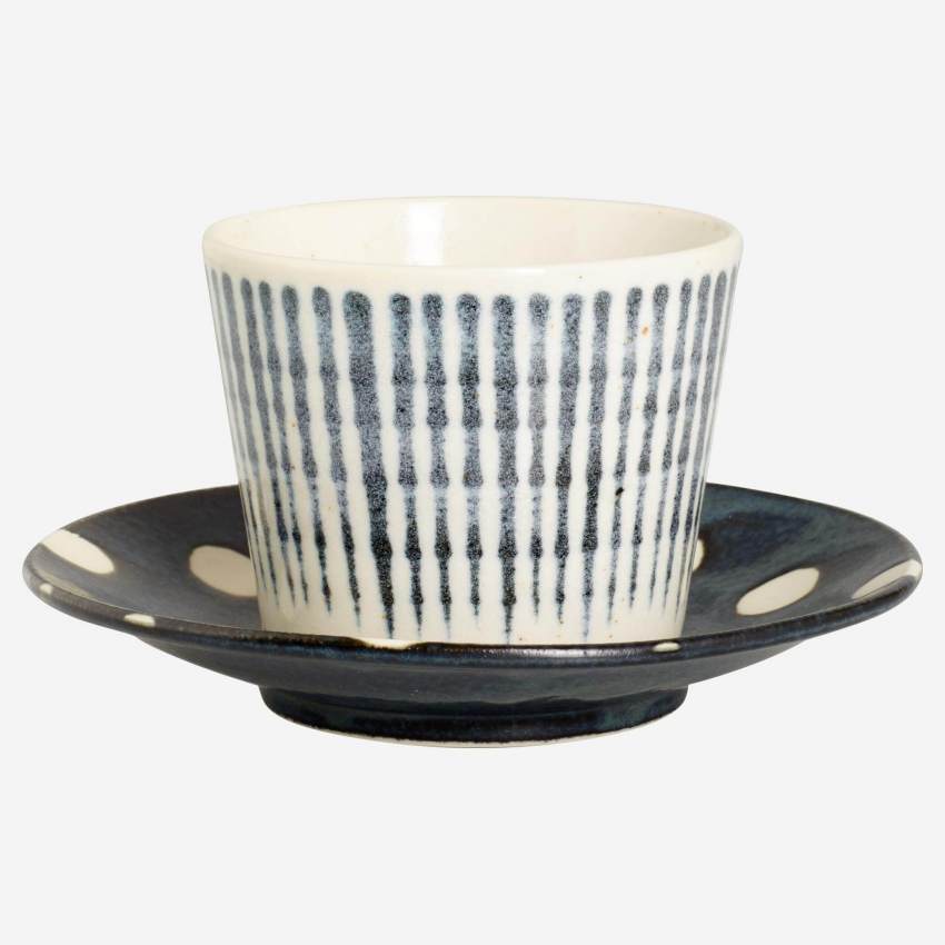 Pires de porcelana - 14 cm - Azul marinho c/ pontos brancos