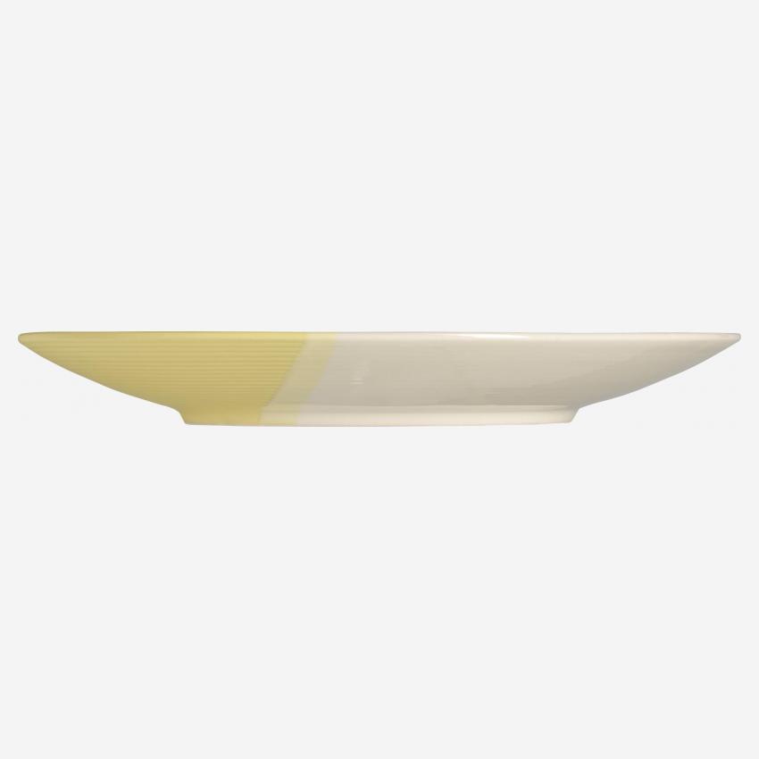 Flacher Teller aus Steingut - 28cm - Gelb