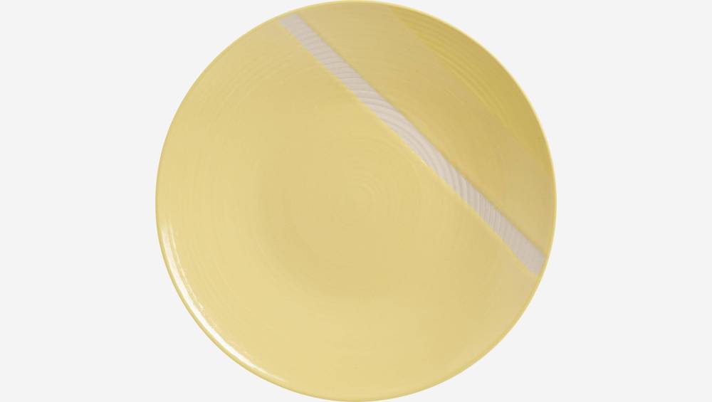 Prato de sobremesa em grés - -21,5 cm - Amarelo