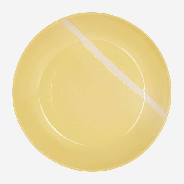 Prato de sopa em grés - 24 cm - Amarelo