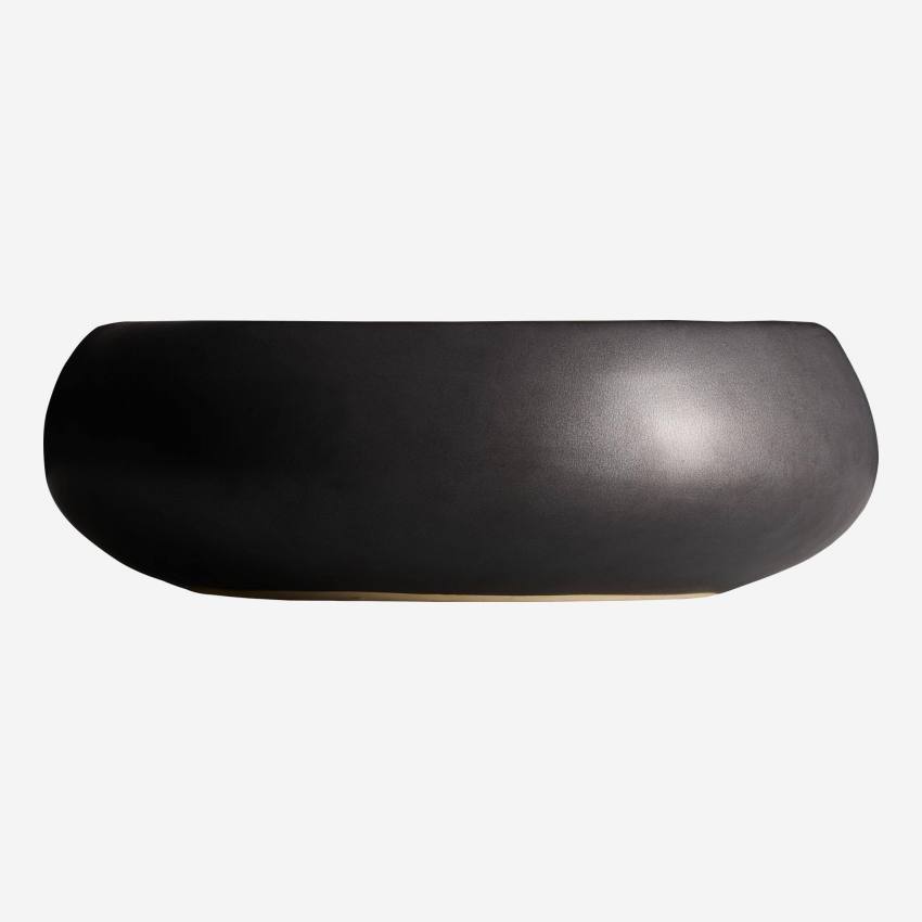 Flache Schale aus Sandstein - 31 cm - Schwarz