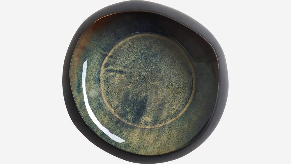 Flache Schale aus Sandstein - 21 cm - Schwarz