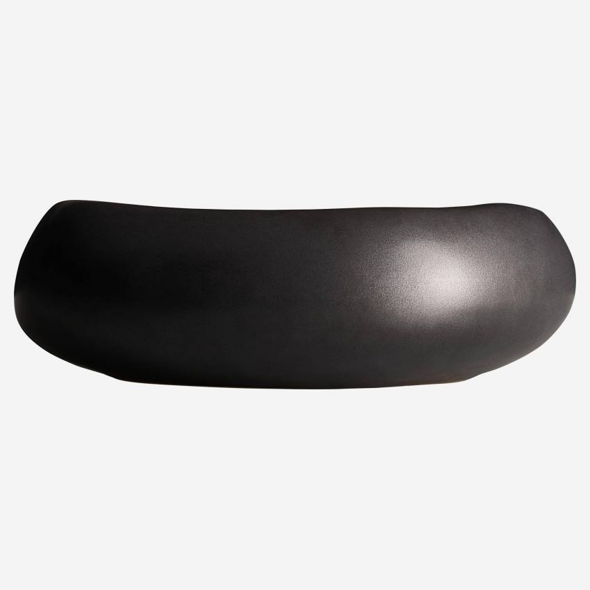Flache Schale aus Sandstein - 21 cm - Schwarz