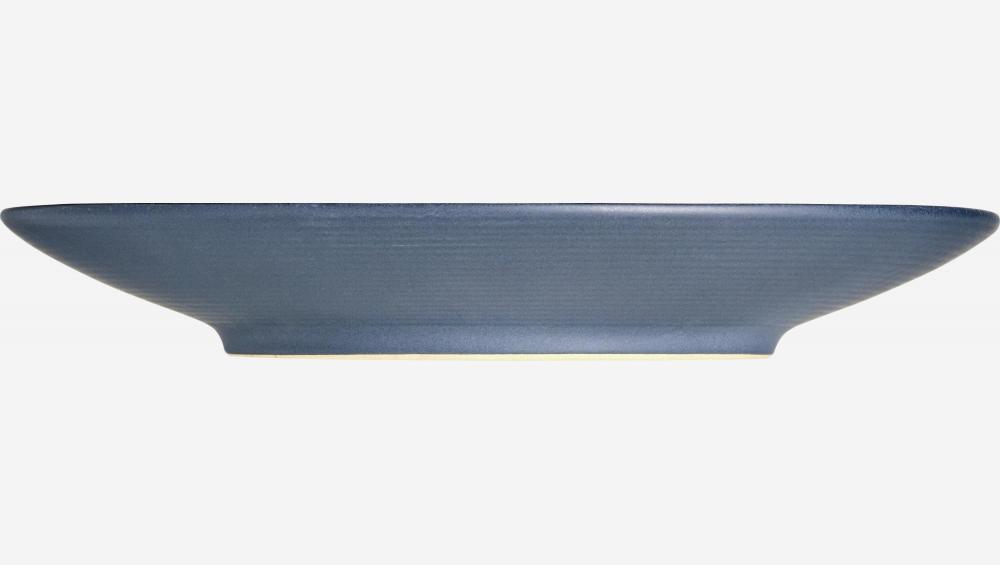 Prato de sobremesa em grés - 21,5 cm - Cinza azulado
