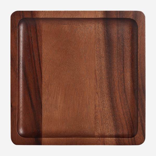 Quadratisches Tablett aus Akazienholz - 24 cm