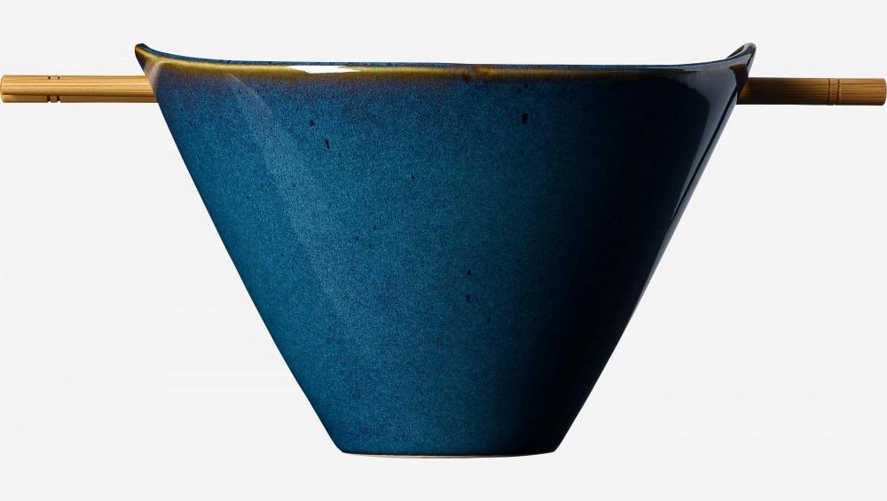 Noedelkom met stokjes van aardewerk- 8 cm - Blauw