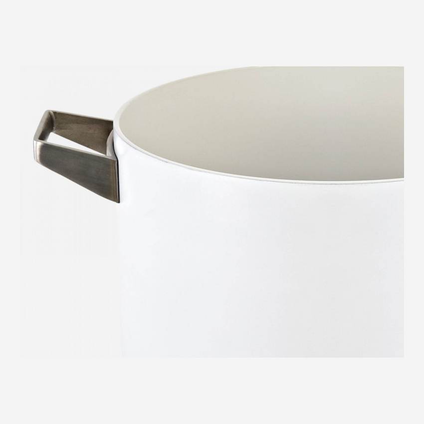 Kessel mit Deckel, 22 cm, aus weißem Aluminium und Innenseite mit Keramikbeschichtung
