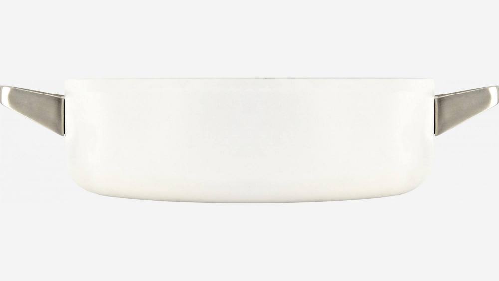 Topf mit Deckel, 26 cm, aus weißem Aluminium und Innenseite mit Keramikbeschichtung